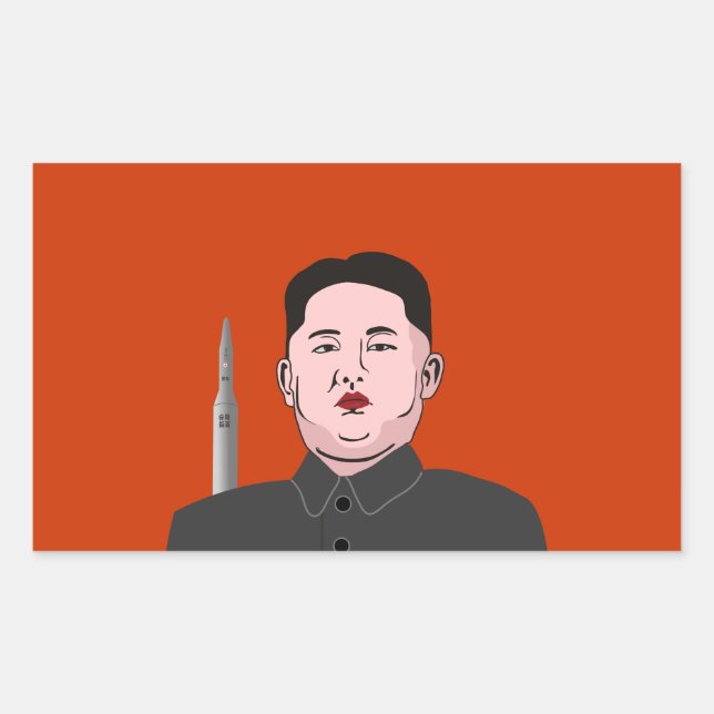 Sticker Rectangulaire Kim Jong-un et missile nucléaire (Devant)