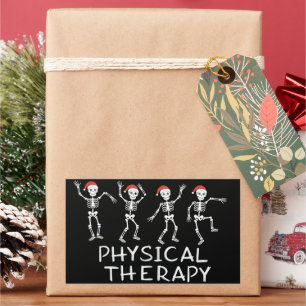Sticker Rectangulaire Kinésithérapeute squelette Noël DPT étudiant 