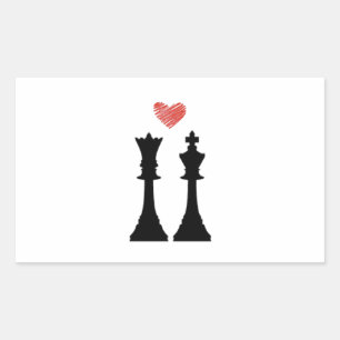 Sticker Rectangulaire King & Queen Chess Love
