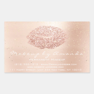 Sticker Rectangulaire Kiss Lips Parties scintillant maquillage Gold Conf