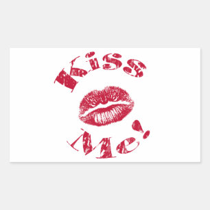 Sticker Rectangulaire Kiss Me ! Lips rouges