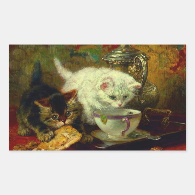 Sticker Rectangulaire Kittens Tea Party (Devant)