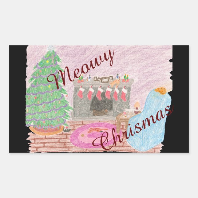 Sticker Rectangulaire Kitty-mas Mischief (Noël) (Devant)
