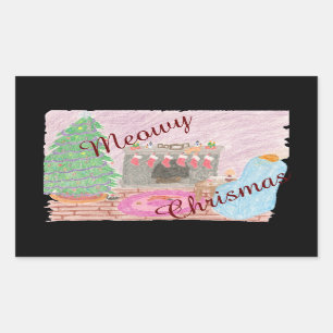 Sticker Rectangulaire Kitty-mas Mischief (Noël)