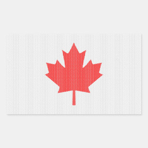 Sticker Rectangulaire Knit Style Maple Leaf Knitting Motif