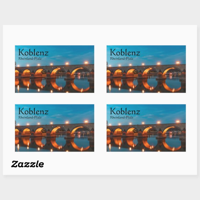 Sticker Rectangulaire Koblenz Allemagne (Feuille)