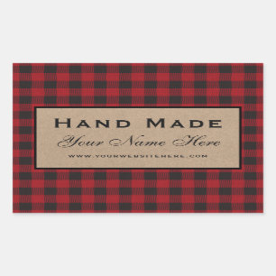 Sticker Rectangulaire Kraft en carton rouge fait main