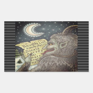 STICKER RECTANGULAIRE KRAMPUS NAUGHTENDREN LISTE ENFANTS BÂTIMENTS DE NO