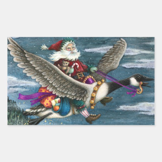 STICKER RECTANGULAIRE KRIS KRINGLE ET LES JOUETS SUR LE CANADA GOOSE NOË (Devant)