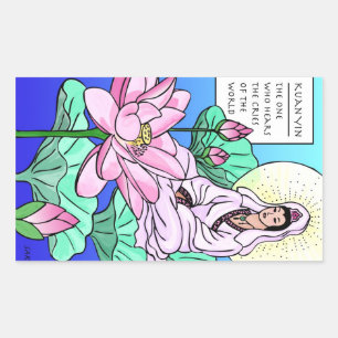 Sticker Rectangulaire Kuan Yin, Quan Yin, Entend Vos Crimes