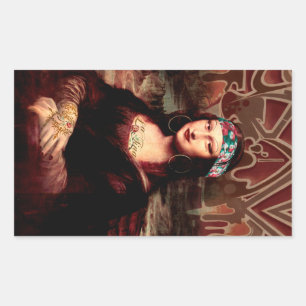 Sticker Rectangulaire La Chola Mona Lisa Mexicaine