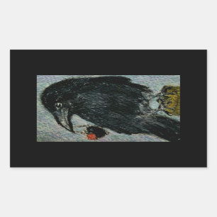 Sticker Rectangulaire "La corneille qui a volé le collier de rose !" 