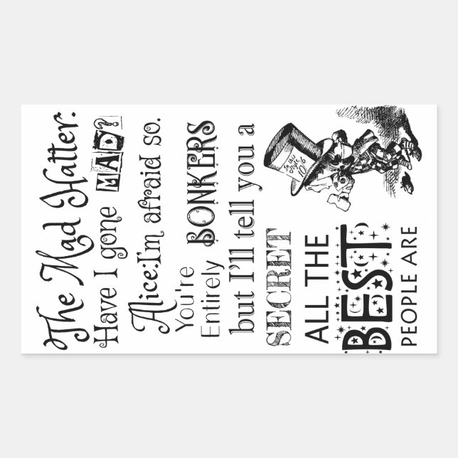 Sticker Rectangulaire La Haine Mad Ai-je été Mad Alice J'ai peur (Devant)