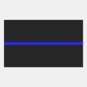 Sticker Rectangulaire La Ligne Bleue Mince Symbolique sur Noir Solide