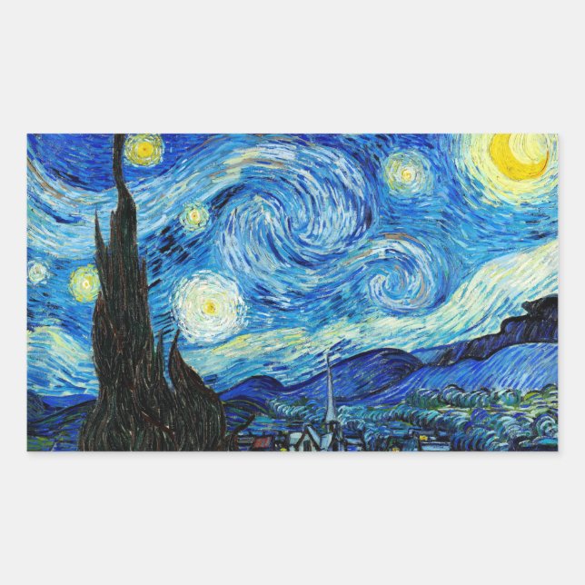 Sticker Rectangulaire La nuit étoilée - Van Gogh (Devant)