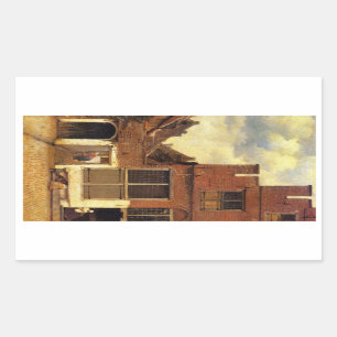 Sticker Rectangulaire La petite rue par Johannes Vermeer