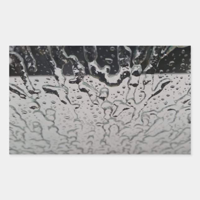 Sticker Rectangulaire La pluie tombe sur la fenêtre (Devant)