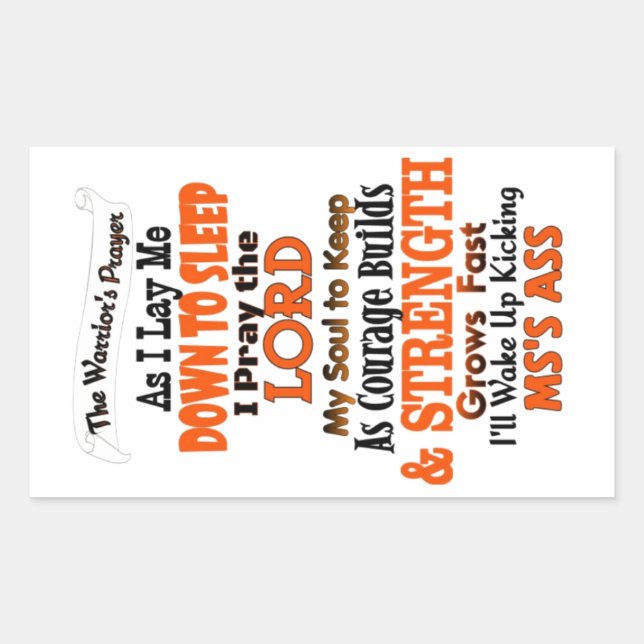 Sticker Rectangulaire La prière du guerrier MS (Devant)
