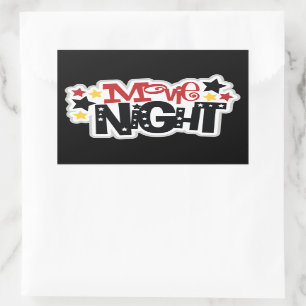 Sticker Rectangulaire La soirée cinéma mignonne exprime l'autocollant