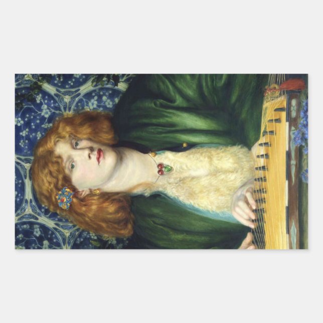 Sticker Rectangulaire La tour bleue (par Dante Gabriel Rossetti) (Devant)