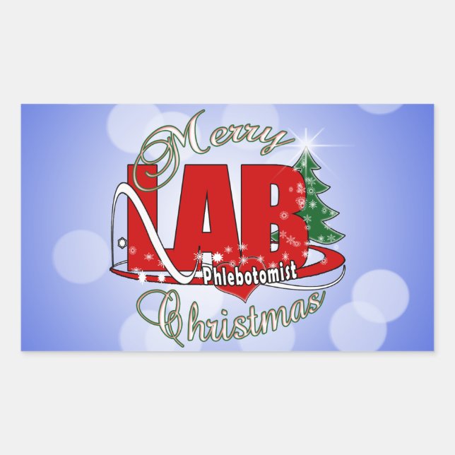STICKER RECTANGULAIRE LAB PHLEBOTOMISTE NOËL (Devant)