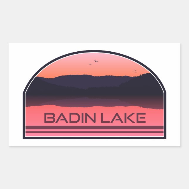 Sticker Rectangulaire Lac Badin Caroline du Nord Lever rouge (Devant)