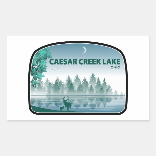 Sticker Rectangulaire Lac Caesar Creek Ohio Deer (Devant)