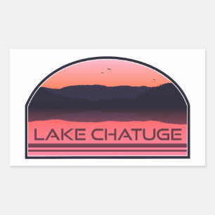 Sticker Rectangulaire Lac Chatuge Caroline du Nord Géorgie Red Sunrise