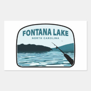 Sticker Rectangulaire Lac Fontana Caroline du Nord Canne à pêche