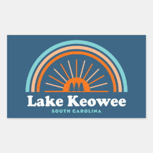 Sticker Rectangulaire Lac Keowee Caroline du Sud Arc-en-ciel