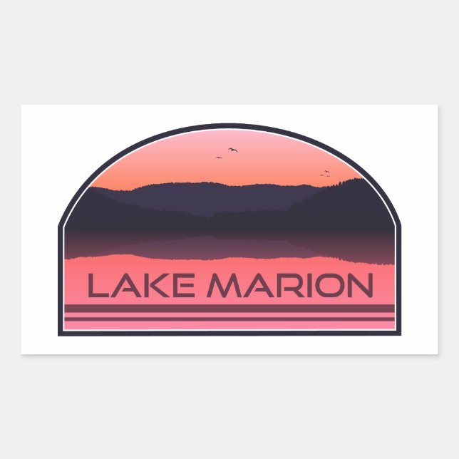 Sticker Rectangulaire Lac Marion Caroline du Sud Sunrise Rouge (Devant)