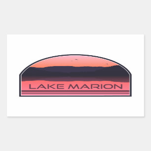 Sticker Rectangulaire Lac Marion Caroline du Sud Sunrise Rouge