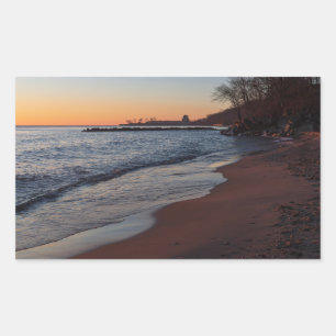 Sticker Rectangulaire lac michigan côte nord milwaukee à l'aube