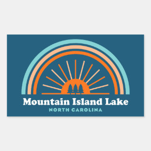 Sticker Rectangulaire Lac Mountain Island Caroline du Nord Arc en ciel
