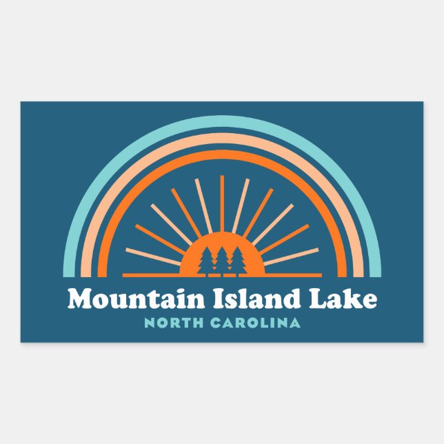 Sticker Rectangulaire Lac Mountain Island Caroline du Nord Arc en ciel (Devant)
