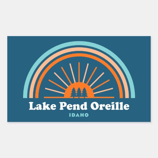 Sticker Rectangulaire Lac Pend Oreille Idaho Arc-en-ciel (Devant)