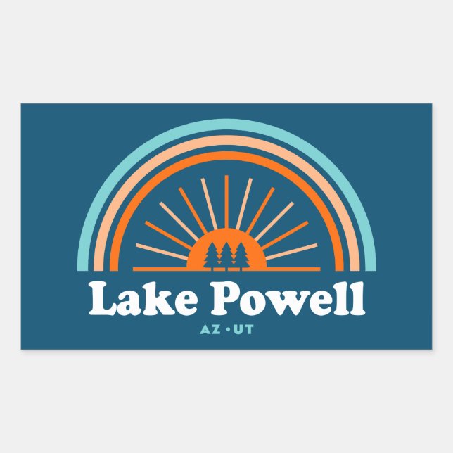 Sticker Rectangulaire Lac Powell Arizona Utah Rainbow (Devant)