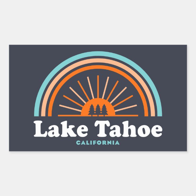 Sticker Rectangulaire Lac Tahoe California Rainbow (Devant)