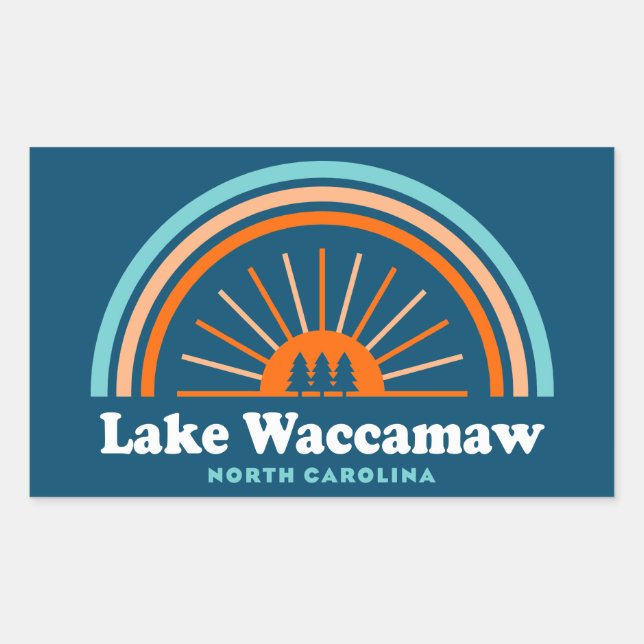 Sticker Rectangulaire Lac Waccamaw Caroline du Nord Arc en ciel (Devant)