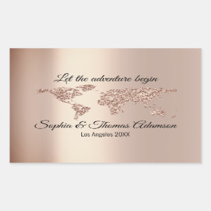 Sticker Rectangulaire Laisser l'aventure commencer Mariage World Rose Go