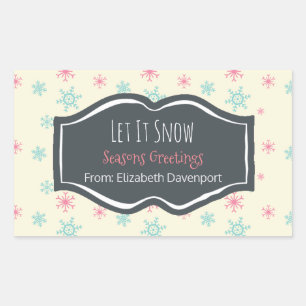 Sticker Rectangulaire Laisser neiger Joyeuses Fêtes Fléau de neige perso