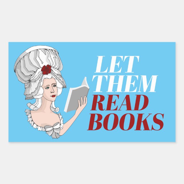 Sticker Rectangulaire Laissez-les lire des livres (Devant)