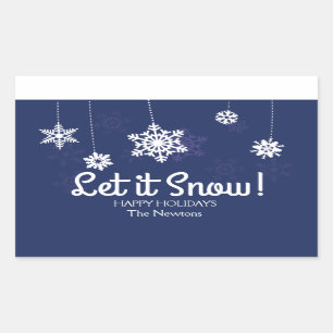 Sticker Rectangulaire Laissez lui neiger, flocon de neige blanc