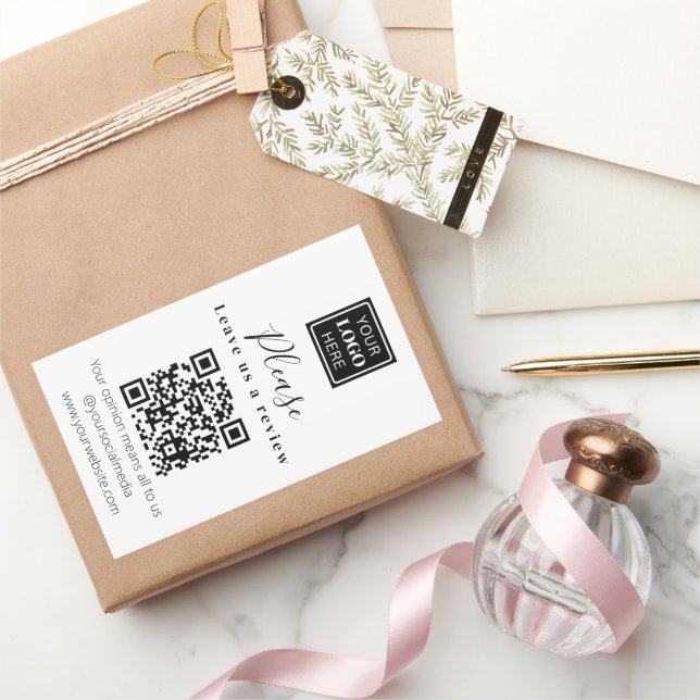 Sticker Rectangulaire Laissez-nous un commentaire Code QR Business (Cadeaux)