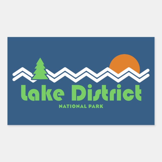Sticker Rectangulaire Lake District National Park Retro (Devant)