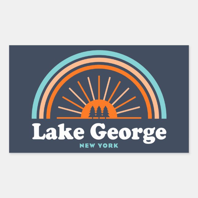 Sticker Rectangulaire Lake George, New York Rainbow (Devant)