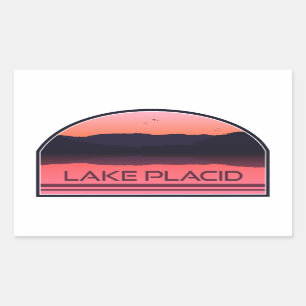 Sticker Rectangulaire Lake Placid New York Red Sunrise