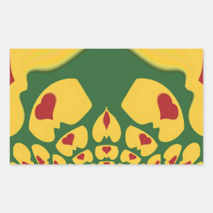 Sticker Rectangulaire L'amour à Rasta Couleurs : Coeurs de reggae
