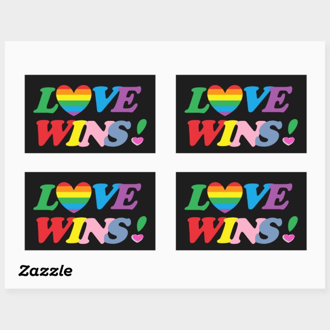 Sticker Rectangulaire L'amour arc-en-ciel gagne le cœur de la fierté LGB (Feuille)