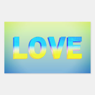 Sticker Rectangulaire L'AMOUR en bleu et jaune pour l'Ukraine Ukrainien